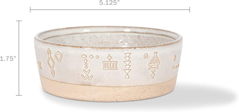 Fringe Studio Stoneware Pet Bowl with Tribal Marks, Small, White (484011), Medium...