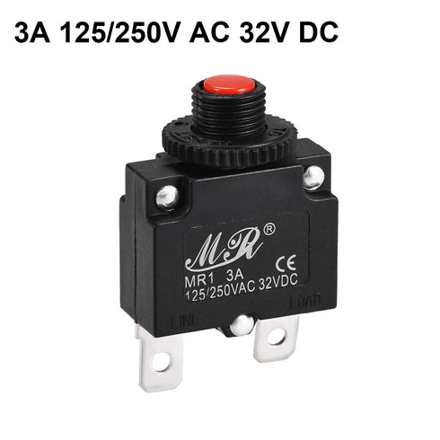 uxcell Thermal Circuit Breakers 3A 125/250V AC 32V DC Push Button Manual Reset Overload Protector Switch 2 Pcs...