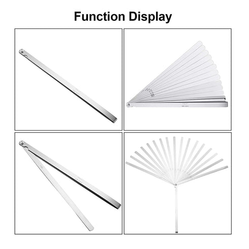 17 Blades Long Feeler Gauge 0.02-1.00 mm, Stainless Steel Feeler Gauge Dual Marked Metric and Imperial Measuring Tool(0.02-1.00 mm, 17 Blades)...