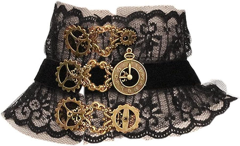 Choker Lace Necklace Punk Party Gothic Vintage Handmade Lolita Retro Gear Flower Bride Choker for Women – Black Y390...