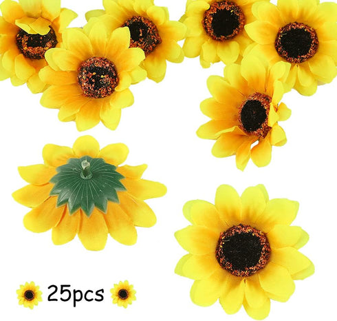 SallyFashion 25pcs Fake Sunflowers Heads - 2.8" Artificial Flower Blooms, Silk Gerbera Daisy for DIY Crafts, Home Decor, Wedding Party...