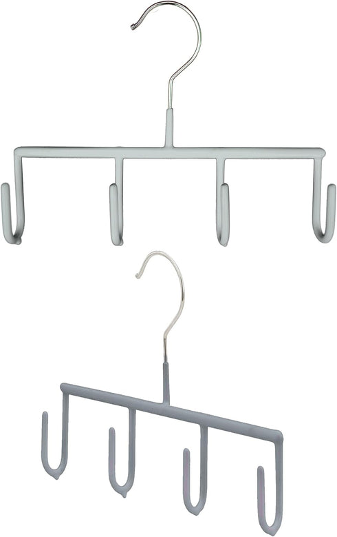 Mawa by Reston Lloyd Non-Slip Space-Saving Clothes Hanger for Belts with 4-Hooks, Style GH, Set of 2, Silver...