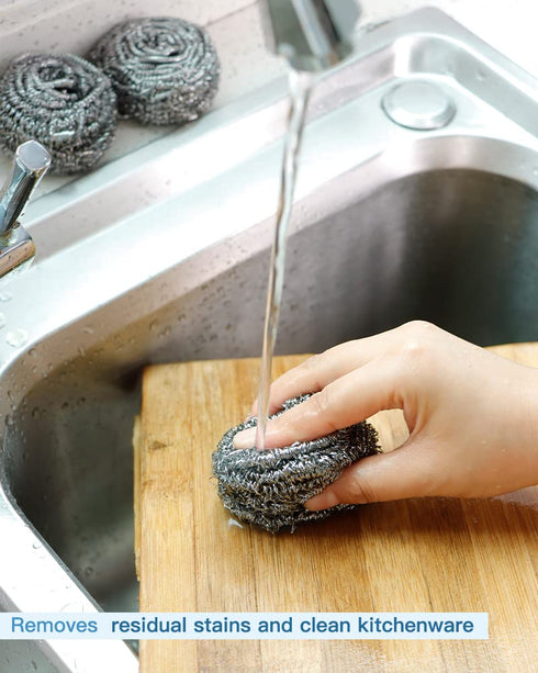 12Pcs Steel Wool Scrubber Pads for Cleaning Dishes, Pans, Pots, Ovens, Grills, Sinks - Stainless Steel Scrubbers for Kitchen, 12 Pack...
