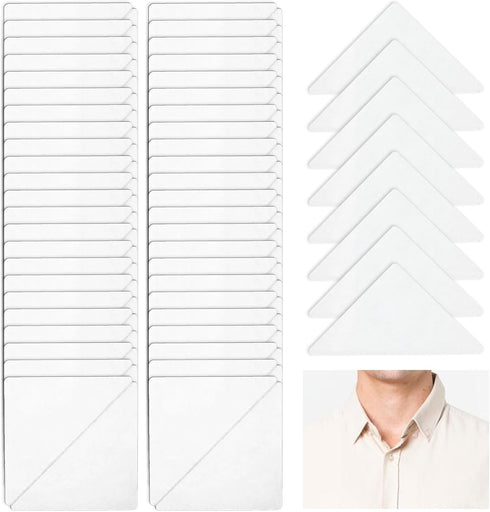 100 Pcs Collar Stays for Men's Dress Shirts, No Curl Polo Shirt Collar Stays Anti-Warping Edge Collar Stays Sticker Collar Support for Any Shirt o...