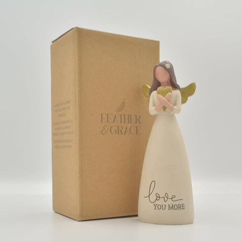 Blossom Bucket Love You More Heart Soft Cream 6 inch Resin Stone Collectible Angel Figurine...