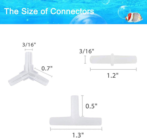 15 Feet Airline Tubing Standard Aquarium Air Pump Accessories with Air Stone Disc, Check Valves, Suction Cups and Connectors for Nano Air Pumps Sm...