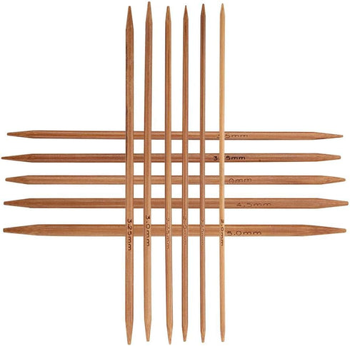 55pcs/Set Knitting Needles Kit Carbonized Bamboo Double Pointed Needles Set in 11 Sizes 13cm/5.1in (2.0mm-5.0mm)...