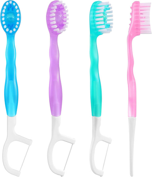 Disposable Toothbrush, Complete Oral Care All in One Toothbrush, Include Toothpaste, Tongue Cleaner, Dental Floss and Picks, Pack of 24...