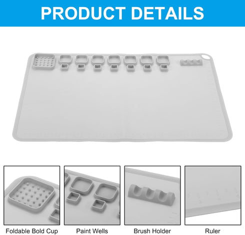 PATIKIL Silicone Painting Craft Mat 16x24 Inches,Painting Station with 14 Color Dividers for Art, DIY, Drawing, Clay and Playdough,Gray...