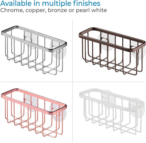 iDesign Gia Stainless Steel Dish Sponge Holder Basket with Suction Cups, Ideal for Kitchen Sinks and Bathroom Organization, 2.25"D x 2.5"W x 5.75"...