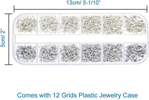 Anezus Jump Rings for Jewelry Making Supplies with Jump Ring Pliers (1200Pcs Dull Silver and Bright Silver)...