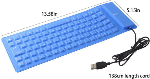 Soft Silicone Keyboard, Foldable Keyboard, Silent, Portable Silicone Wired Keyboard, USB+PS2 Interface, Convertible, Waterproof and dustproof, for...