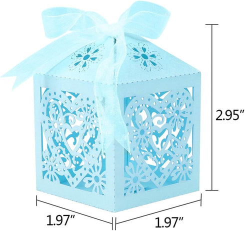 Lucky Monet 25/50/100PCS Love Heart Laser Cut Wedding Candy Gift Box Chocolate Box for Wedding Favor Birthday Party Bridal Shower with Ribbon (50p...