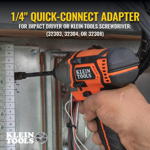 Klein Tools 32766 Impact Driver, 3-in-1 SAE Impact Socket and Bit Holder, Flip Socket with 1/4-Inch and 5/16-Inch Hex Drivers, 3-Inch Length...