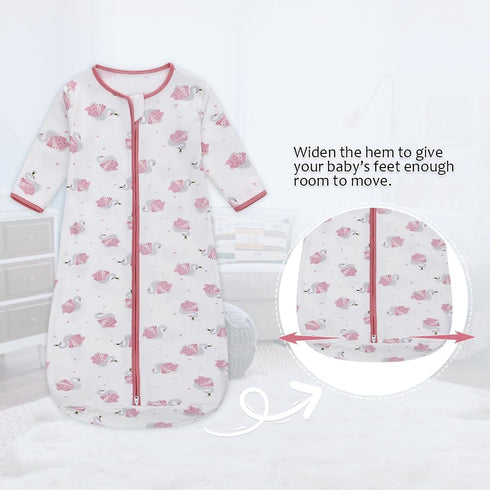Long Sleeve Sleep Sack, 100% Cotton Baby Sleeping Bag 0-18 Months Baby Wearable Blanket Super Soft Temp Regulating Premium Infant Toddler Kids Sle...