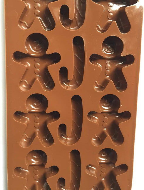 2pcs Christmas Silicone Molds for Baking Jelly Soap, Candy Cane, Gingerbread Men Chocolate Candy Mold (2 Shapes)...