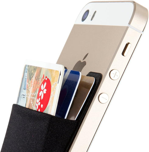 Sinjimoru Basic Cell Phone Wallet Stick on, Card Holder for Back of Phone Working as Adhesive Stretchy iPhone Wallet. Sinji Pouch Basic 2 Black......