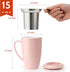 Sweese 15 OZ Porcelain Tea Mug with Infuser and Lid, Loose Leaf Tea Cup, Gifts for Tea Lover, Pink...