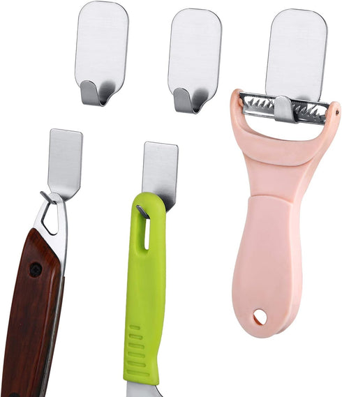 Adhesive Hooks Wall Hooks Hangers Heavy Duty Waterproof Stainless Steel Sticky Hanger Hook for Kitchen Utensils, Keys, Robe, Coat, Towel, Bags-Bat...