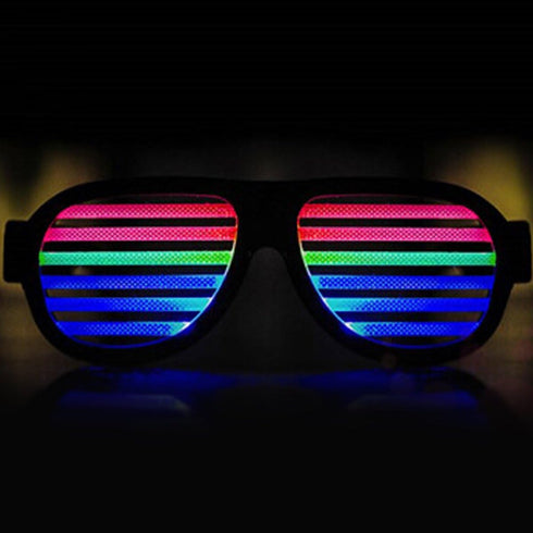 GS GLOWSEEN Light Up Shutter Glasses Sound Reactive - USB Rechargeable Rave Glasses - Black...