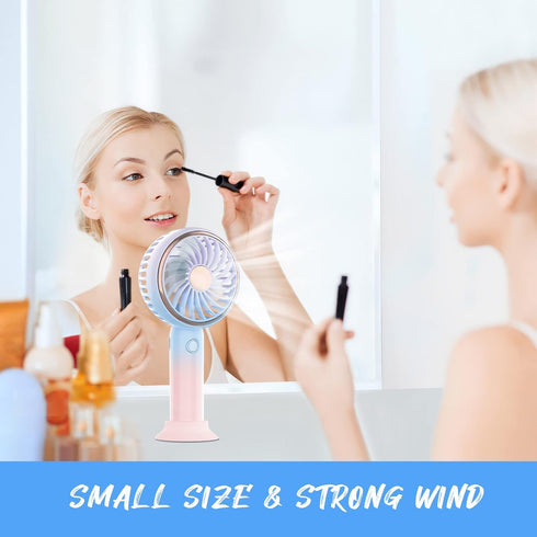 Handheld Mini Fan, Portable Rechargeable Mini Fan with 3 Speed, Battery?8-12 Hours?, Cute Gradient Hand Held Small Makeup Fan with Color Light for...