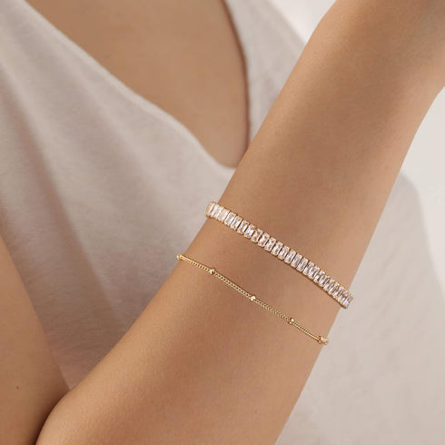 Bracelet for Women Gold Layered Set 14K Gold Filled Stackable Bracelets Trendy Figaro Satellite Chain Cuban Link Minimalist Dainty Bracelet Tennis...