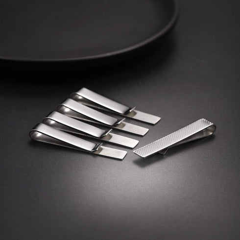 U7 Men Tie Clips for Wedding Anniversary Tie Clip Cufflinks Platinum/Black/Gold/Rose Gold Regular Tie Bar 1-6 Pcs,Customizable...