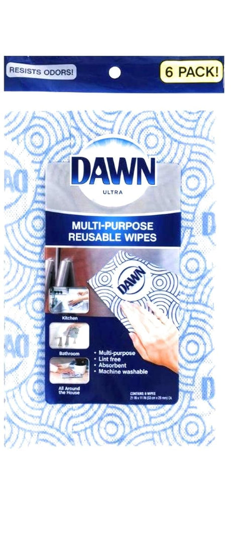 Dawn Multi-Purpose Reusable Wipes, 6 Pack...