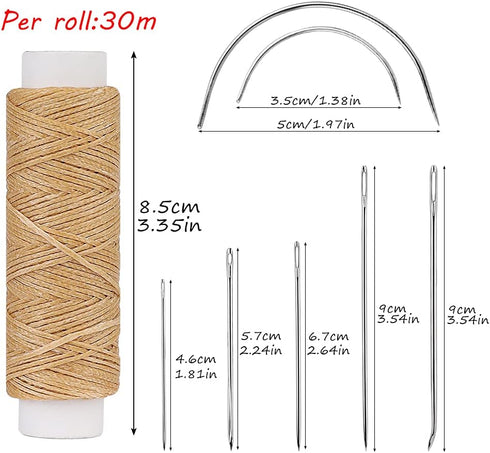 Ftyiwu Waxed Thread, Upholstery Needle and Thread 32 Yards with 7PCS Hand Sewing Needles for Home Upholstery Carpet Canvas Repair Leather Sewing (...