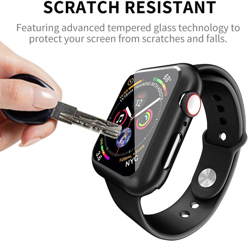 Smiling Case Compatible with Apple Watch SE 2 (2024)/SE/Series 6/5/4 44mm with Built in Tempered Glass Screen Protector,Overall Protective Hard PC...