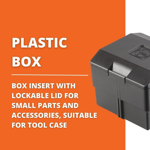 Fein Plastic Box Insert with Lockable Lid for Small Parts and Accessories - Durable Construction, Portable Design, and Efficient Tool Case Organiz...