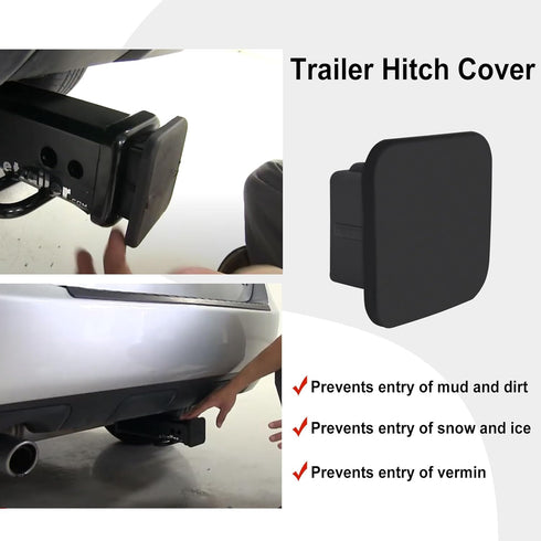 2 Inch Trailer Hitch Cover Black Rubber Tow Receiver Tube Plug Cap Fits for Any 2" x 2" Square Receiver Tube Fits for Class 3 4 5 to-yota F-ord G-...
