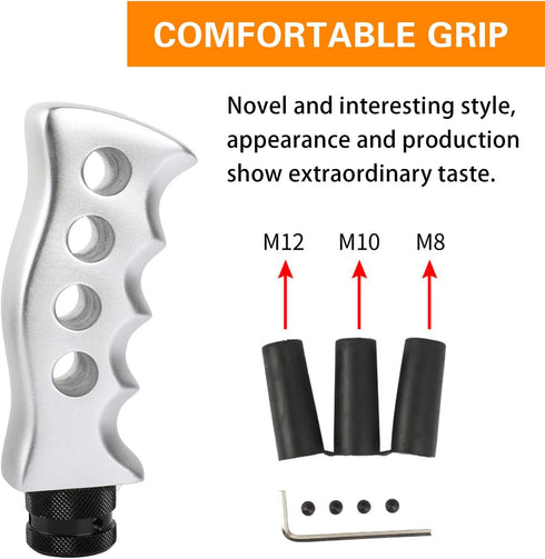 1 PC Car Modified Gear Head, 4.72" x 1.96" Resin Alloy Handle Shape Non-Slip Ergonomic Handle Shift Knob with M8/M10/M12 Adapter, Personalized Cre...