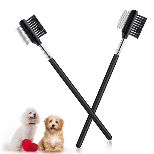 Dog Eye Comb Tear Stain Remover Comb, 2 Pcs Double-Head Tear Stain Comb for Small Dogs, Metal Eye Booger Remover for Dogs, Puppy Cat Grooming Comb...