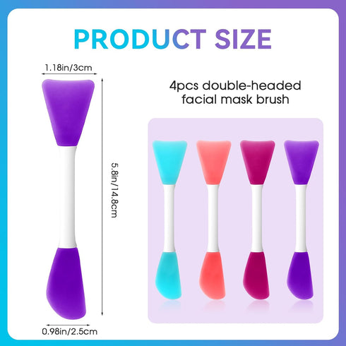 Silicone Face Mask Applicator, 4 PCS Double-End Mask Brushes for Facial Mud Mixing Spatula Soft Makeup Beauty Brush Tools for Apply Skincare Cream...