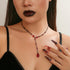 Gothic Necklace Teardrop Bead Goth Vintage Blood Drop Tassel Choker Necklace Y Necklace For Women Girls Halloween Fashion Party Jewelry Gift...