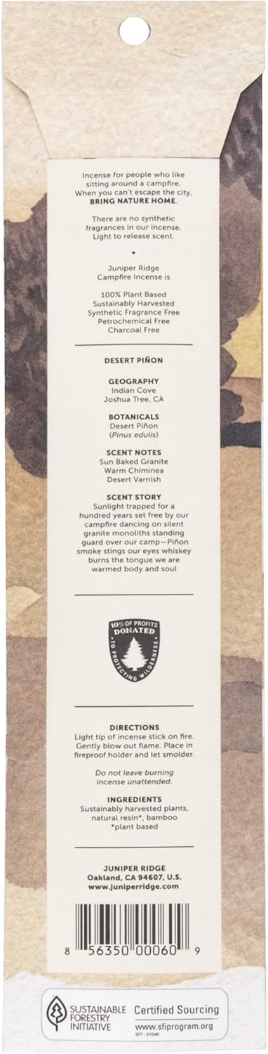 Juniper Ridge All-Natural Aromatic Campfire Incense - Long-Lasting Bamboo Sticks - Aromatherapy & Meditation Therapy - No Synthetic Fragrance - De...