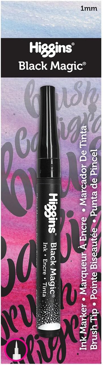 Higgins Black Magic Softliner Pump Marker, Brush Nib, Black Ink, 1 Each...