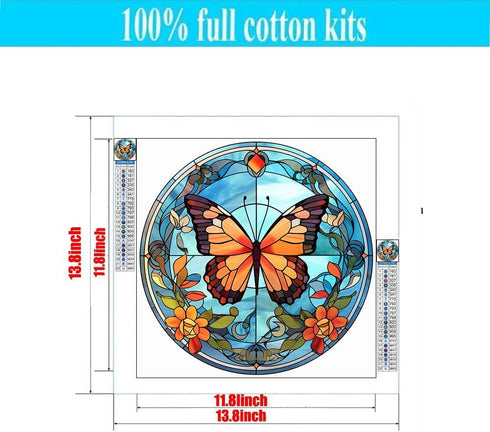 VIGEGU Stamped Cross Stitch Kits for Adults Beginners,Butterfly Flowes Counted Cross Stitch Kits,DIY Embroidery Needlepoint Kits Home Decor 13.8X1...