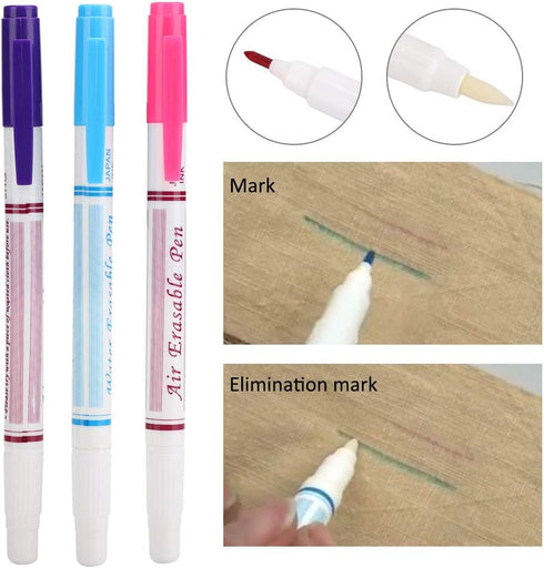 3Pcs Fabric Marker Pen, Double Head Water Erasable Pen for Sewing Art DIY Tracing Embroidery Supplies...