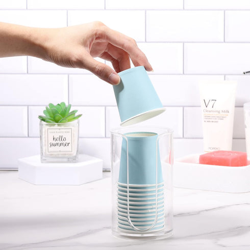LoveBB Bathroom Cup Dispenser, 3oz-5oz Small Disposable Paper Cups Holder for Bathroom Vanity Countertop's Rinsing/Mouthwash Cups, Clear...