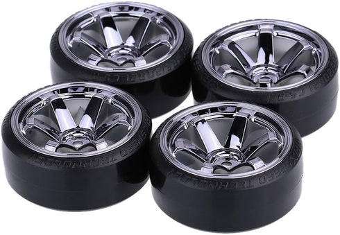 GoolRC 4PCS/Set 1/10 Drift Car Tires Hard Tyre Replacement for Traxxas HSP Tamiya HPI Kyosho On-Road Drifting Car (Titanium)...