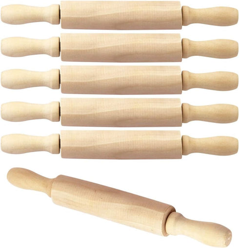 BILLIOTEAM 6 Pack 8 Inch Mini Wood Rolling Pin,Great for Children Kids Girls and Boys,Small Wooden Rollers for Art and Crafting,Baking,Cookie Doug...