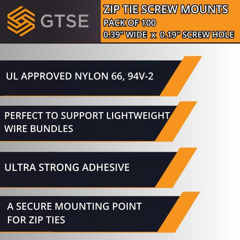 GTSE 100 Pack Of Black Screw Mounts, Zip Ties Up To 0.35" Wide, Saddle Type Zip Tie Anchors...