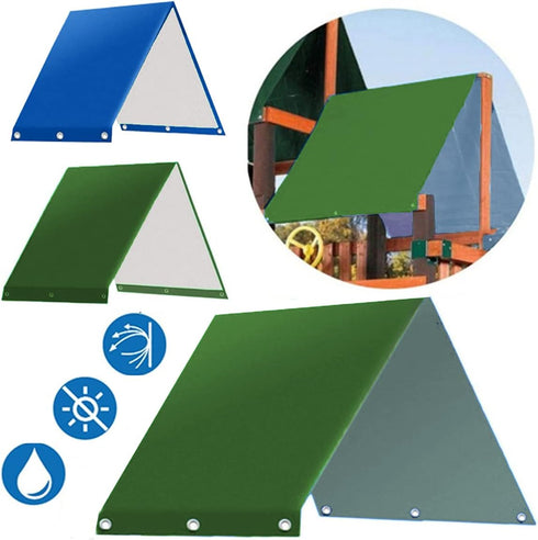 Playground Replacement Canopy,52" x 89" Outdoor Swingset Shade Kids Playground Roof Canopy Waterproof Cover Replacement Tarp Sunshade UV Protectio...