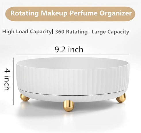 Large Capacity Makeup Brush Holder, 360° Rotating Makeup Perfume Organizer, Makeup Brushes Cup Tray for Vanity Decor Bathroom Countertops Cosmetic...