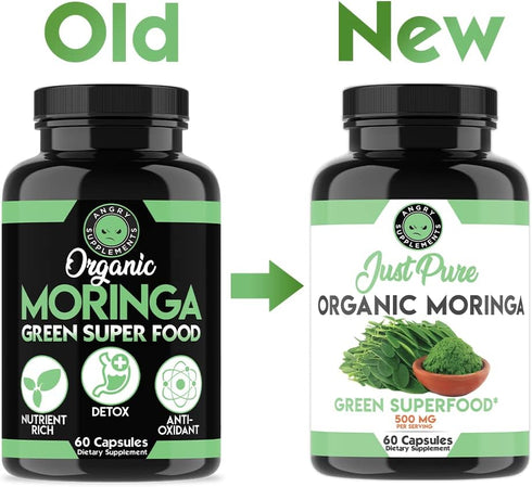 Organic Moringa, Nature’s Green Super Food Supplement, 100% Pure Leaf Powder, All-Natural Nutrient Rich Antioxidant, Body Detox and Digestive Heal...