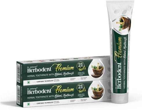 Herbodent® Premium Toothpaste - 21 Herbs for Strong Teeth & Healthy Gums - Neem, Clove, Cinnamon, Cardamom with Natural Mouthwash - No Paraben, No...