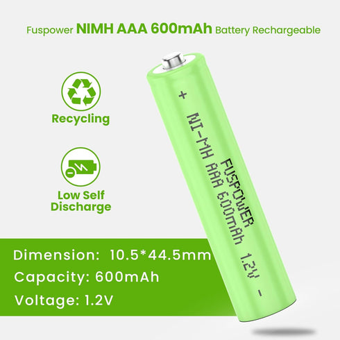 Nimh Rechargeable AAA Batteries, Ni-MH AAA 600mah 1.2V Rechargeable Batteries for Solar Lights, Outdoor Garden Lights, Remotes, Household Devices ...