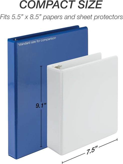 Samsill Economy 2 Inch Mini 3 Ring Binder, Made in The USA, Round Ring Binder, Non-Stick Customizable Cover, White...